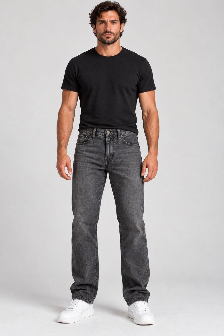 Vintage Black Gray Sim Straight Leg Jeans Washed Denim Mens Pants Sz W 34/29,5 L